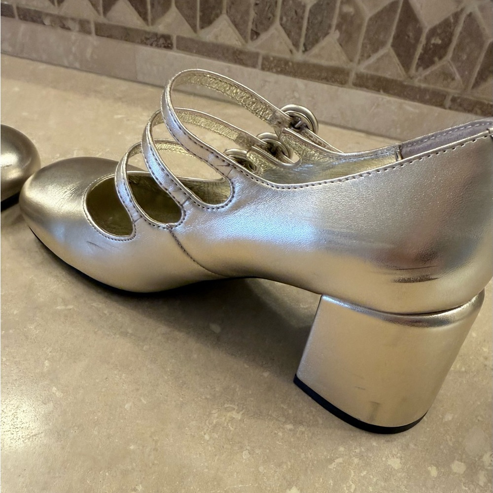 Jeffrey Campbell 💥 Metallic Gold Mary Jane Heels - Picture 10 of 11